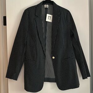 BNWT Anne Klein Polka Dot Navy Blazer